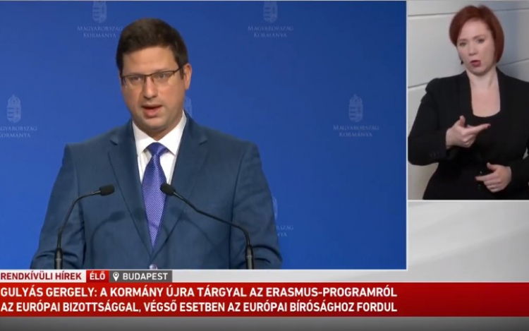 Gulyás Gergely: a kormány kifizeti a 2024-es Erasmus-ösztöndíjakat, ha nincs megállapodás